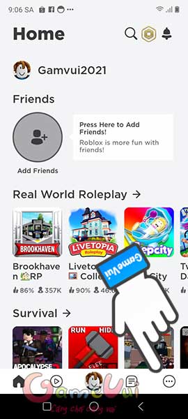 Chạm vào dấu 3 chấm