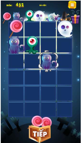 Đặt các hình biểu tượng Halloween cạnh nhau