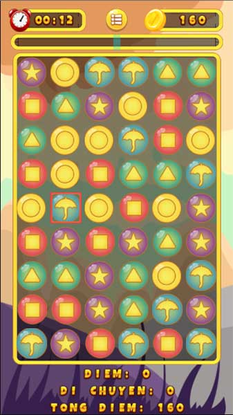 Ghép 3 viên kẹo đường giống nhau