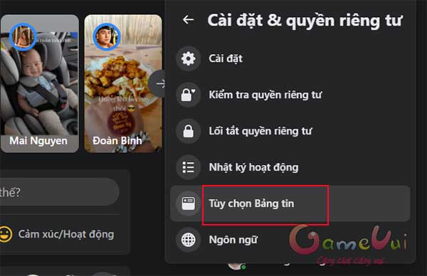 Tùy chọn bảng tin