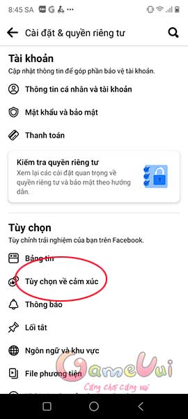 Tùy chọn về cảm xúc