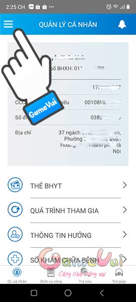Chạm vào 3 dấu gạch