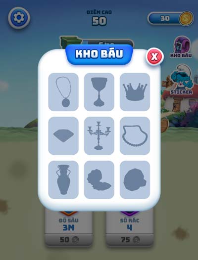 Mở khóa các loại Kho báu thu thập được