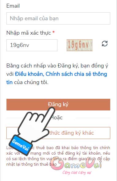 Nhấn Đăng ký
