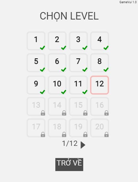 Lựa chọn level để thử sức