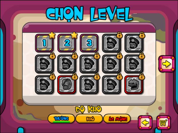 Lựa chọn level để thử thách