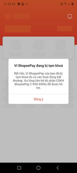 Màn hình thông báo lỗi