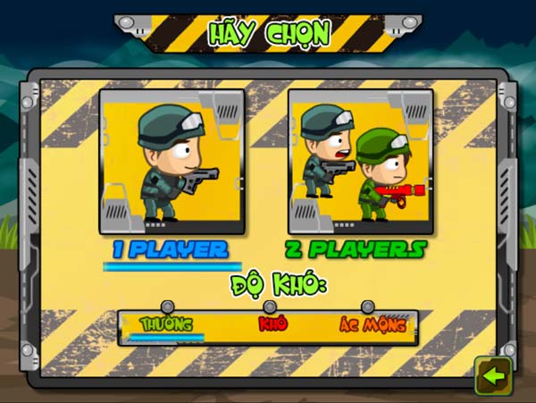 Lựa chọn chế độ chơi 1 hoặc 2 người với 3 cấp độ: Thường, Khó hoặc Ác mộng