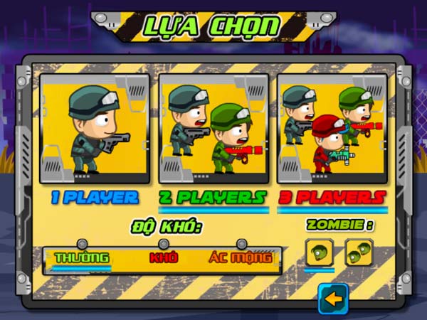 Lựa chọn chế độ, số người chơi, độ khó