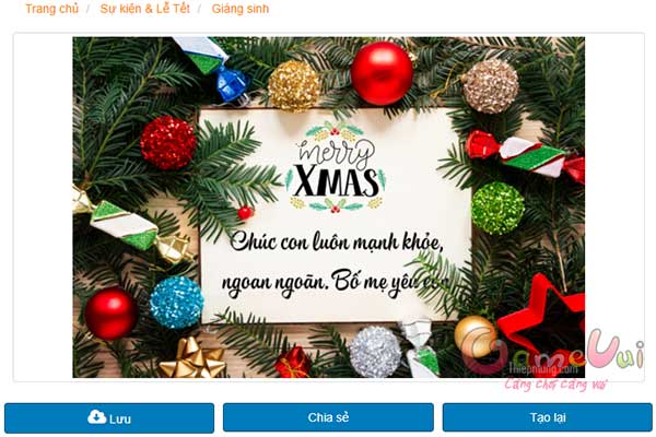 Tấm thiệp Giáng sinh được tạo