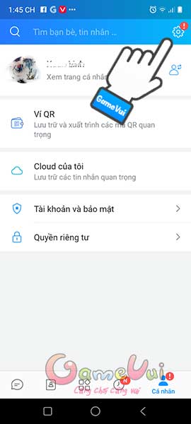 Chạm biểu tượng bánh răng cưa