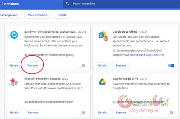 Gỡ tiện ích mở rộng