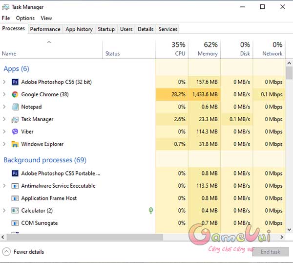 Tắt bớt ứng dụng không dùng đến