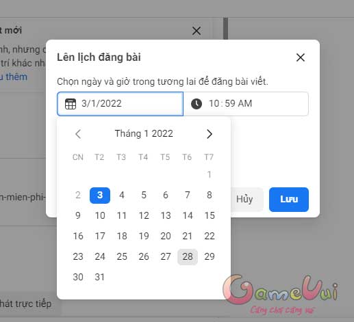 Chọn ngày giờ đăng bài