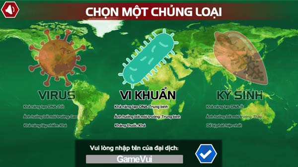 Hãy chọn 1 chủng loại Virus, Vi khuẩn hoặc Ký sinh trùng