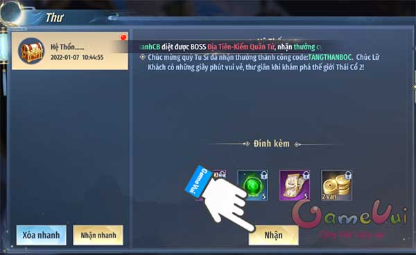 Ấn Nhận để nhận quà