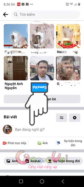 Chạm vào mục Bạn đang nghĩ gì