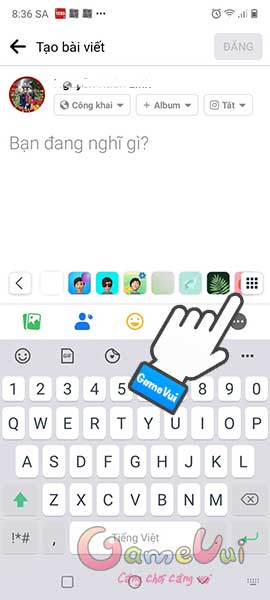 Chạm vào ô vuông có 9 chấm
