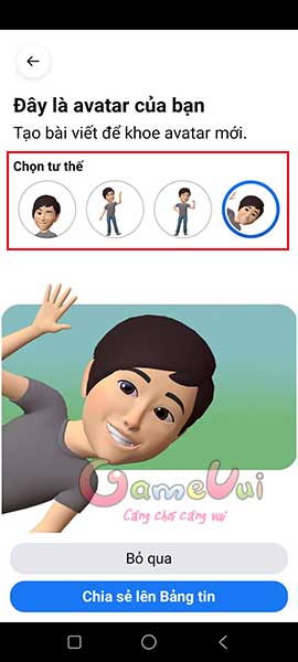 Chọn tư thế avatar