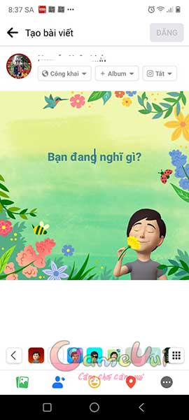 Viết status với avatar