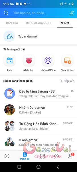 Chọn nhóm Zalo muốn rời đi