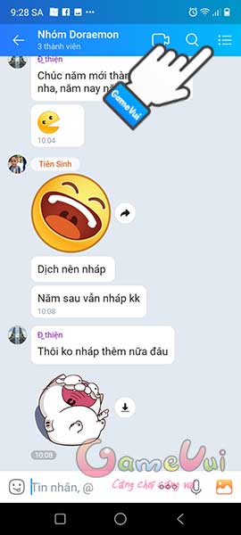 Chạm vào 3 gạch ngang