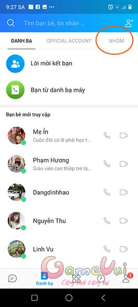 Chuyển sang mục Nhóm