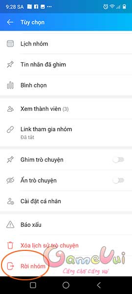 Chọn Rời nhóm