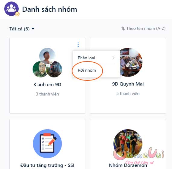 Chọn Rời nhóm