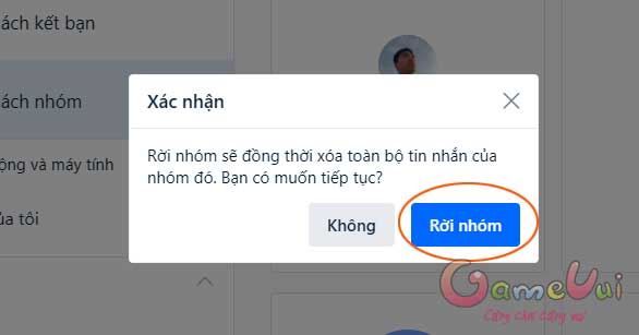 Xác nhận rời nhóm