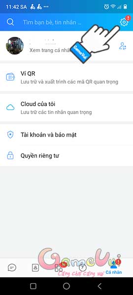 Chạm vào biểu tượng bánh răng