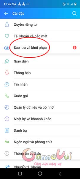 Sao lưu và khôi phục