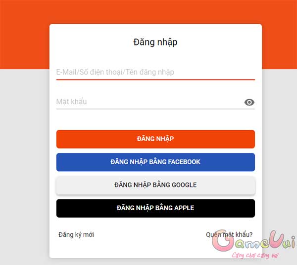 Đăng nhập tài khoản chơi game
