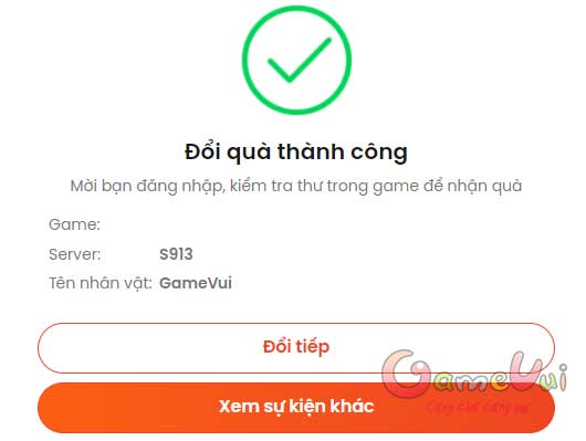 Đổi quà thành công