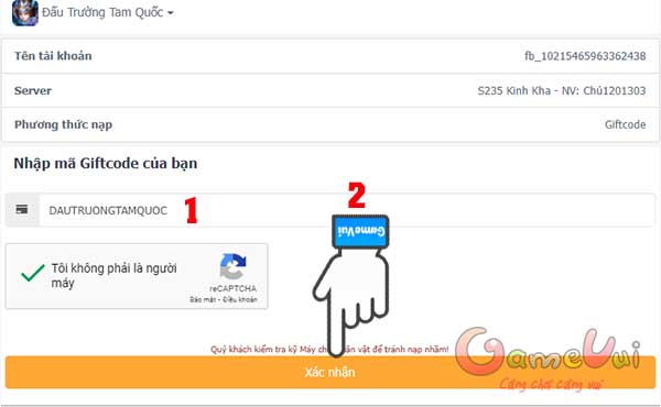 Nhập code Đấu Trường Tam Quốc