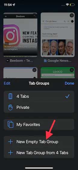 New Empty Tab Group