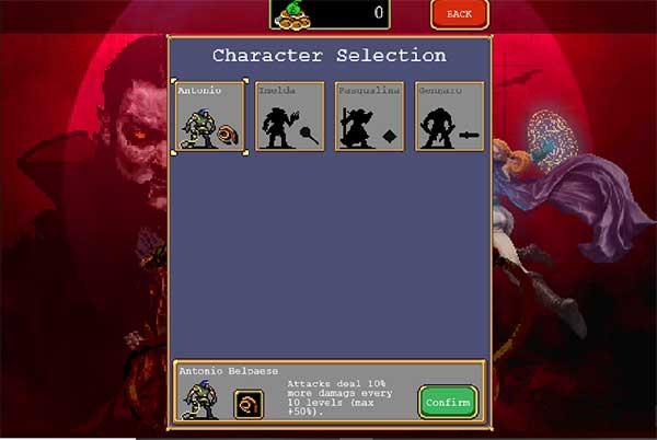 Mở khóa nhân vật Vampire Survivors