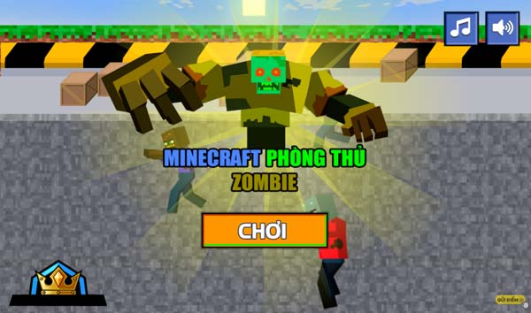 Chơi game Minecraft phòng thủ Zombie - GameVui