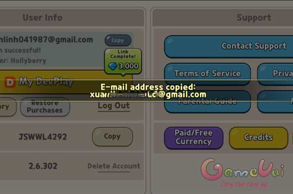 Tài khoản chơi game đã được sao chép