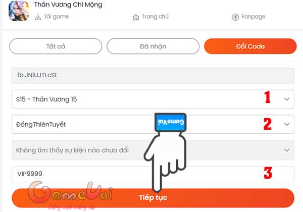 Nhập code Thần Vương Chi Mộng