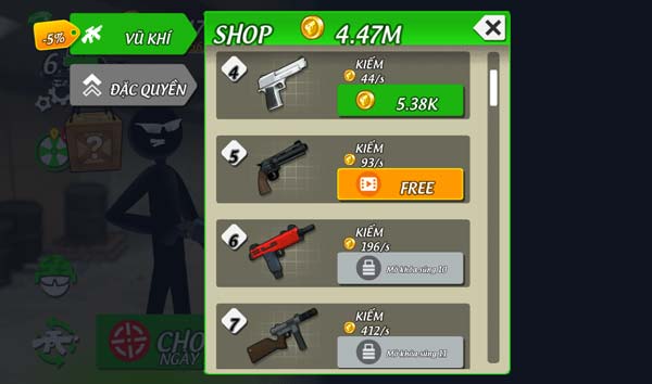 Mua súng trong Shop cửa hàng