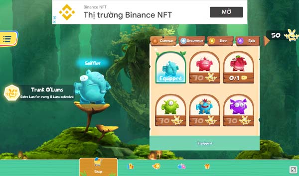 Các mẫu skin nhân vật trong Shop