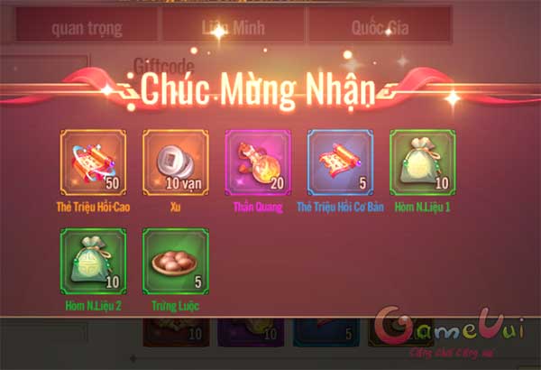 Chúc mừng nhận