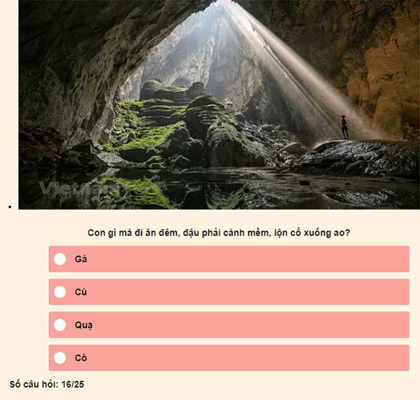 Chọn đáp án đúng