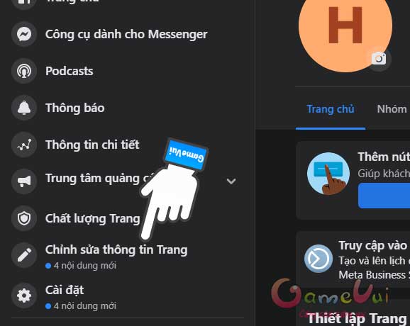 Chỉnh sửa thông tin trang