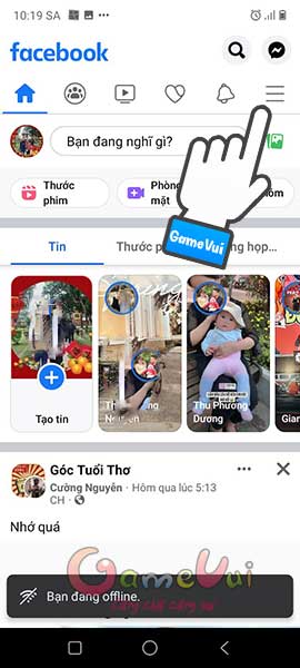 Chạm vào 3 dấu gạch