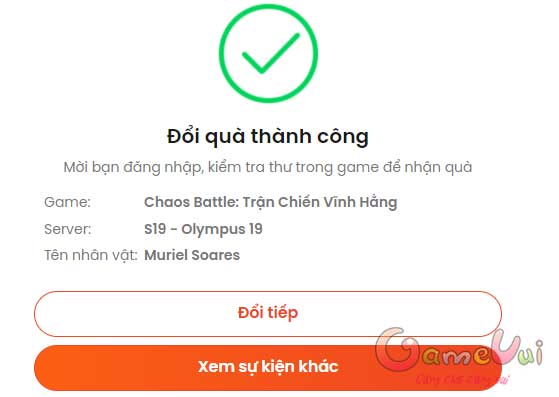 Đổi quà thành công
