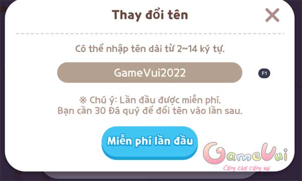 Nhập tên mới vào ô Thay đổi tên