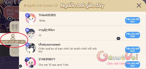 Người chơi gần đây