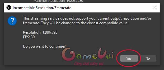 Xác nhận màn hình stream game